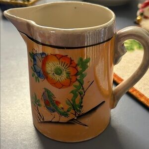 Vintage Hand painted Creamer/Pitcher-with Floral and Bird Design